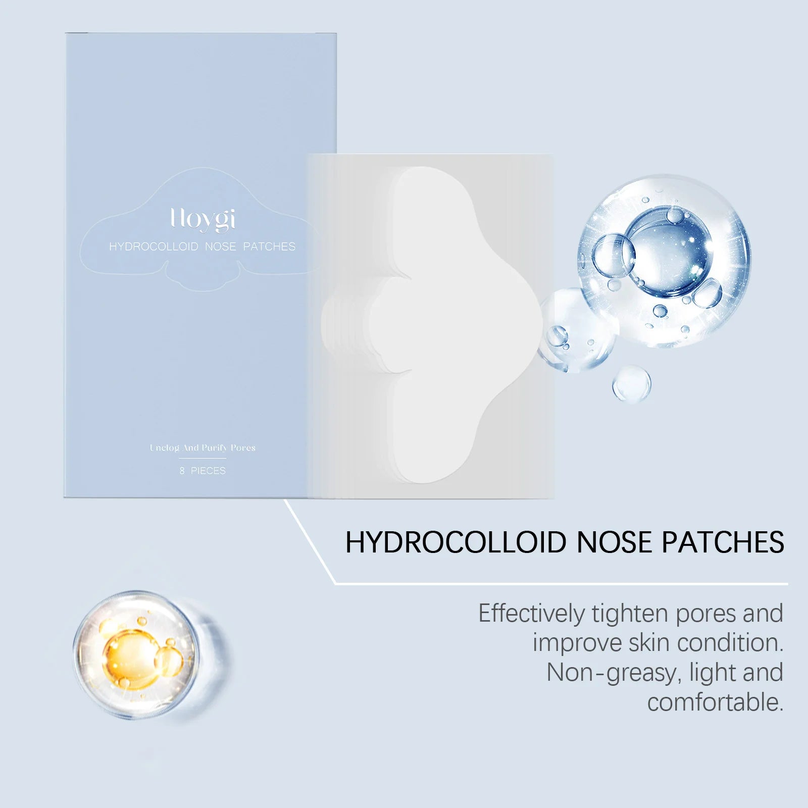 Salicylic Acid Nose Pore Strips Oil Control Hydrocolloid Nose Patches For Nose Blackheads Pimples Removal Refines Pores Non-Tigh