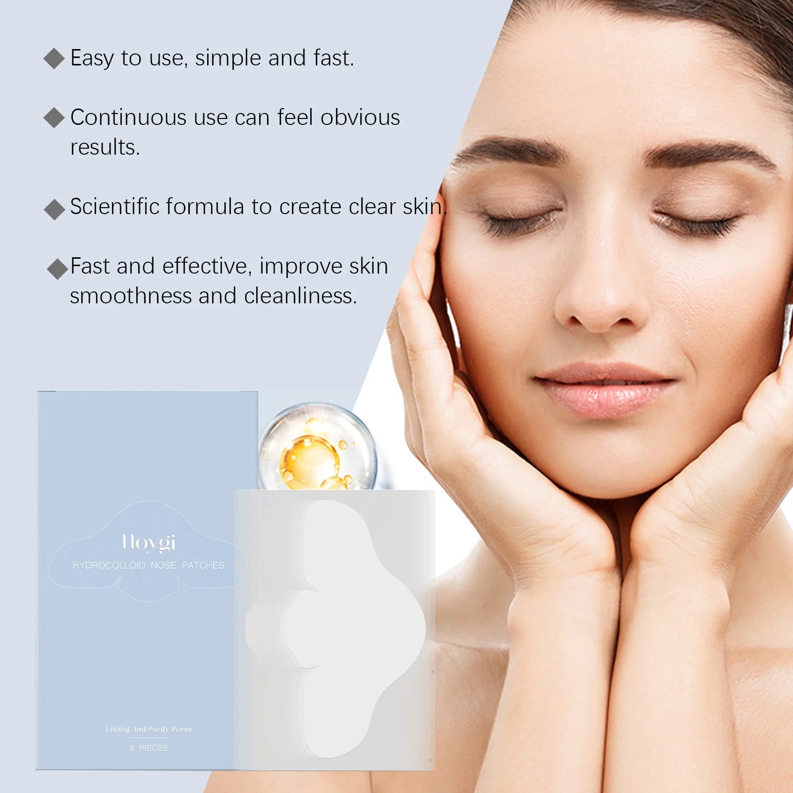 Salicylic Acid Nose Pore Strips Oil Control Hydrocolloid Nose Patches For Nose Blackheads Pimples Removal Refines Pores Non-Tigh